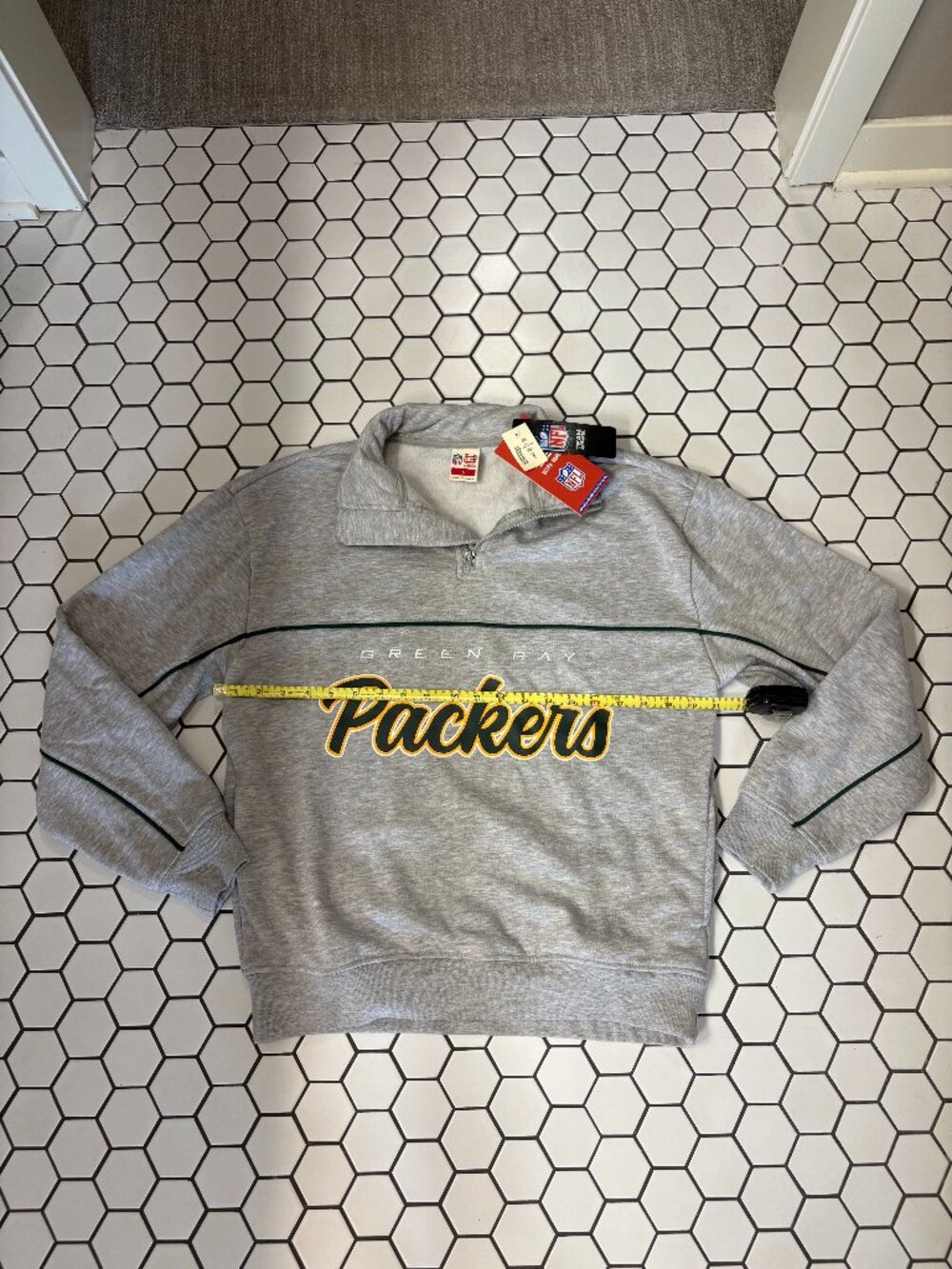 Green Bay Packers Quarter Zip Sweatshirt Womens Small NWT Grey NFL